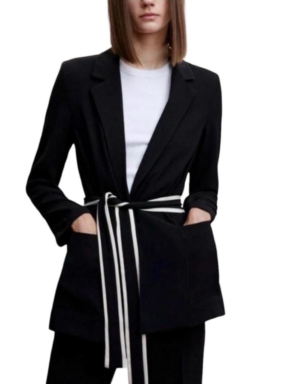 Jason Wu Black Belted Blazer Belted Blazer Jacket size L